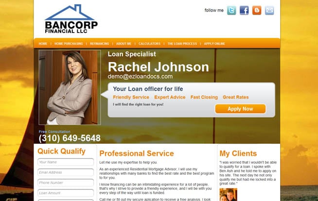Loan Officer Web Site Templates And Broker Designs Ezloandocs Mortgage Web Site Design 1003 Mortgage Loan Officer Website Templates